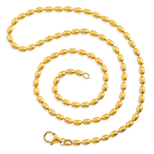 Stabile Olivkette 3 mm aus Silber goldplattiert in der Länge 75 cm mit Karabiner