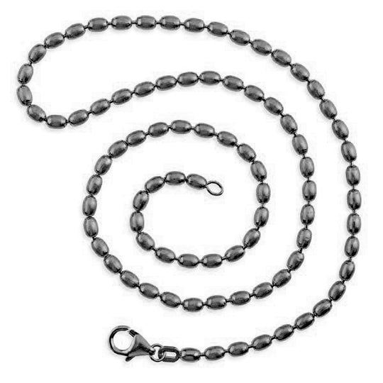 Stabile Olivkette 3 mm aus Silber im Vintagelook in der Länge 75 cm mit Karabiner