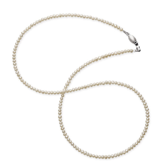 Mini Perlen Kette mit Tonnenschloss in der Länge 45 cm Perlen 3 bis 4 mm