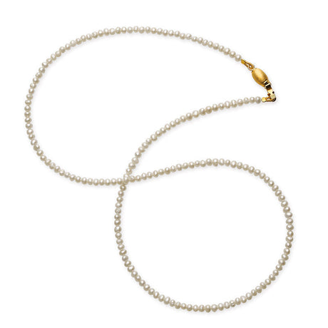 Mini Perlen Kette mit Tonnenschloss in der Länge 75 cm Perlen 3 bis 4 mm