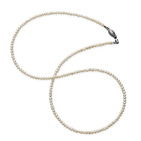 Mini Perlen Kette mit Tonnenschloss in der Länge 75 cm Perlen 3 bis 4 mm