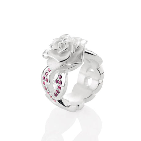 Rose of Antoine mittlerer Ring mit Rose und Rhodolithpavée