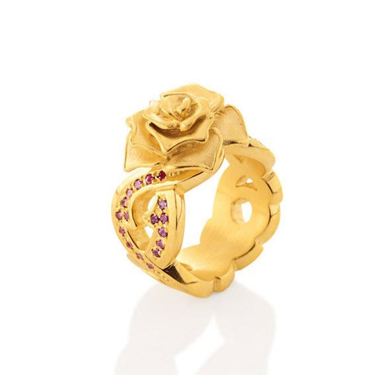 Rose of Antoine mittlerer Ring mit Rose und Rhodolithpavée