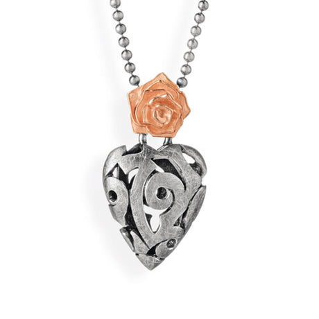 Rose of Antoine kleiner Herz Anhänger mit Rose