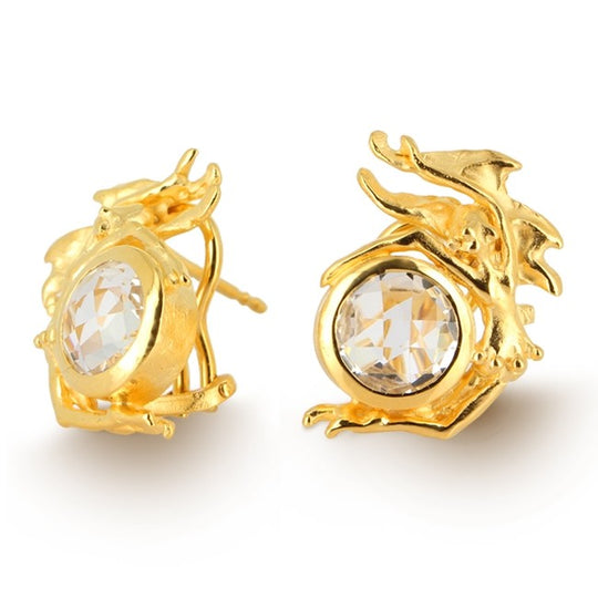 Feenzauber Clipohrstecker mit facettiertem Bergkristall