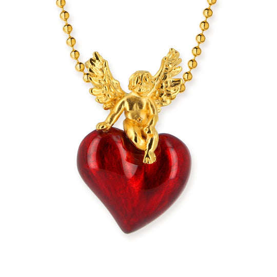 Los Angeles mittlerer Herzanhänger mit Engel und rotem Brandlack