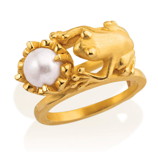 Lebenslänglich Seitenspringer großer Ring Froschkönig mit Süßwasserperle