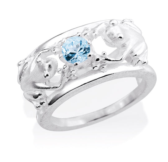 Lebenslänglich Seitenspringer kleiner Ring Froschkönig mit Topas