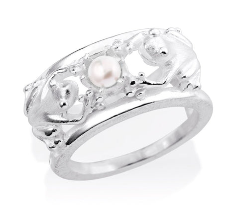 Lebenslänglich Seitenspringer kleiner Ring Froschkönig mit Süßwasserperle
