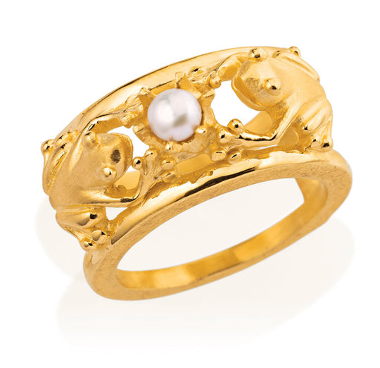 Lebenslänglich Seitenspringer kleiner Ring Froschkönig mit Süßwasserperle