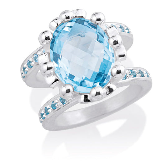 Lebenslänglich Seitenspringer Ring Klunkerlinge mit Topas und Topaspavée