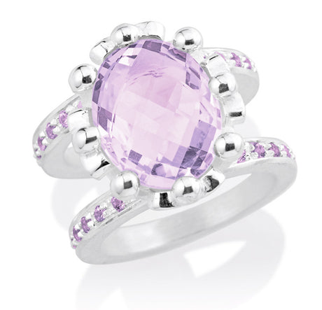 Lebenslänglich Seitenspringer Ring Klunkerlinge mit Amethyst und Amethystpavée