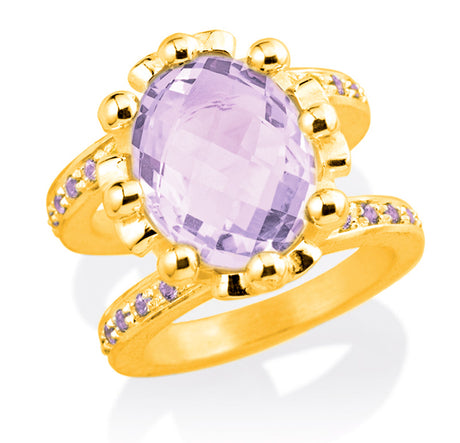 Lebenslänglich Seitenspringer Ring Klunkerlinge mit Amethyst und Amethystpavée