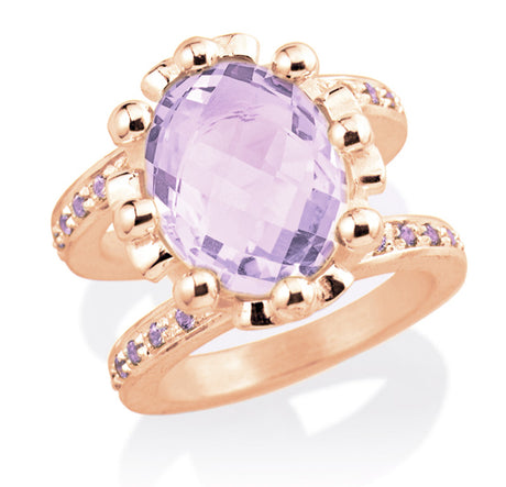 Lebenslänglich Seitenspringer Ring Klunkerlinge mit Amethyst und Amethystpavée