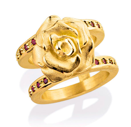 Lebenslänglich Seitenspringer Ring Rose of Antoine mit Rhodolithpavée