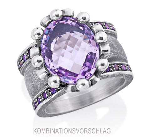 Lebenslänglich Seitenspringer Ring Klunkerlinge mit Amethyst und Amethystpavée