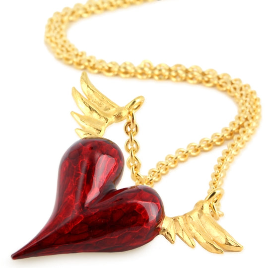 Hart aber herzlich XXL Flyingheart Anhänger mit rotem Brandlack inklusive Ankerkette Länge 85 cm