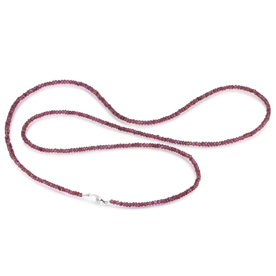 Facettierte Granat Kette mit Tonnenschloss in der Länge 80 cm
