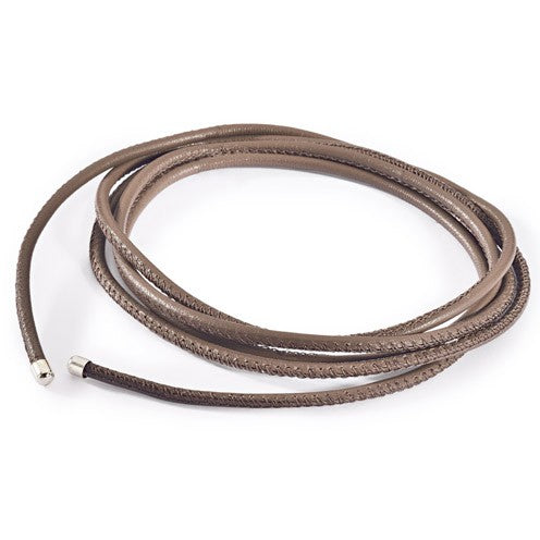 Lederband taupe 2,5 mm mit Endkappen in der Länge 130 cm