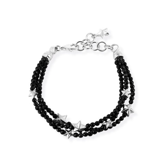 Sternenglanz & Schattentanz Onyx Armband mit Sterne und Karabiner in der Länge 23 cm