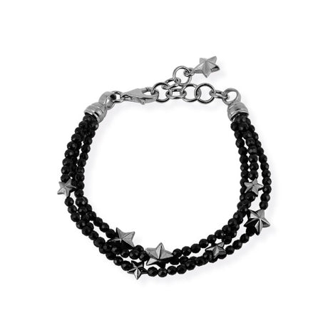 Sternenglanz & Schattentanz Onyx Armband mit Sterne und Karabiner in der Länge 23 cm