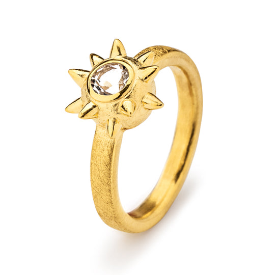 Sternenglanz & Schattentanz kleiner Wurfstern Ring mit Bergkristall
