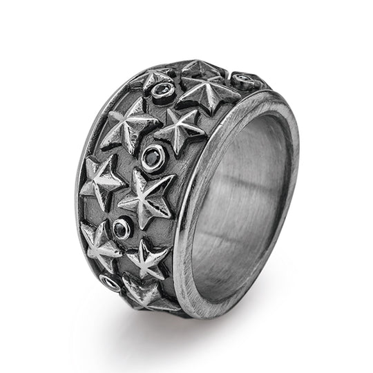 Sternenglanz & Schattentanz großer Sternen Ring mit Onyx
