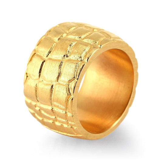 Tierisch Schöne Ringe großer Bandring mit Krokodilhaut Struktur