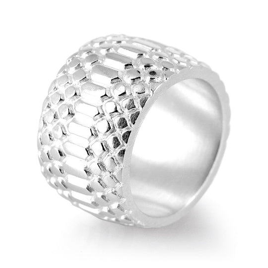 Tierisch Schöne Ringe großer Bandring mit Schlangenhaut Struktur