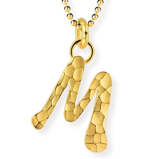 ABC Buchstabe M-Anhänger mit geschnitzter Struktur