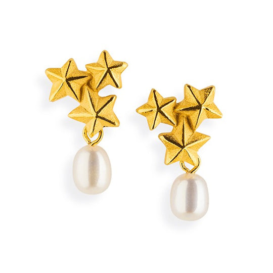 Sternenglanz & Schattentanz kleine Sterne Ohrstecker mit Süßwasserperle