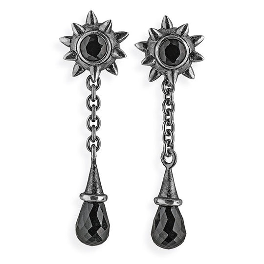 Sternenglanz & Schattentanz große Wurfstern Ohrstecker mit Onyx und Onyxpampel