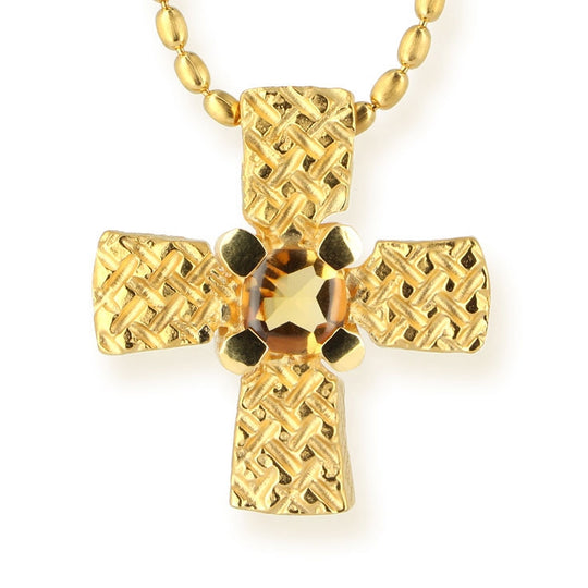 Back to the roots großer Kreuz Anhänger mit Citrin