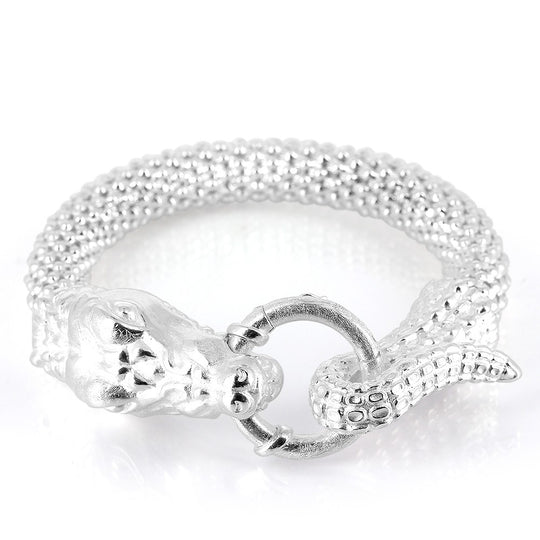 LIMITIERTES geschmeidiges Krokodil Armband mit Echsenschlauchkette. Länge 26 cm.