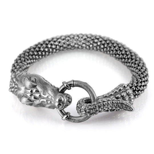 LIMITIERTES geschmeidiges Krokodil Armband mit Echsenschlauch Kette in der Länge 24 cm