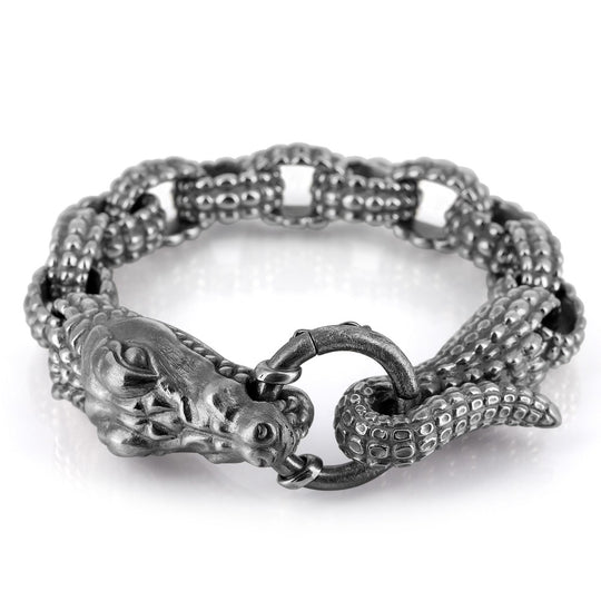 LIMITIERTES massives Krokodil Armband. Länge 26 cm.