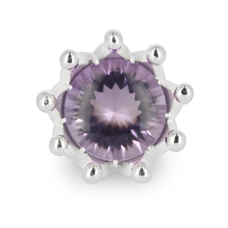 Schneewittchen großer Ring mit facettiertem Amethyst Cabochon in Kronenfassung