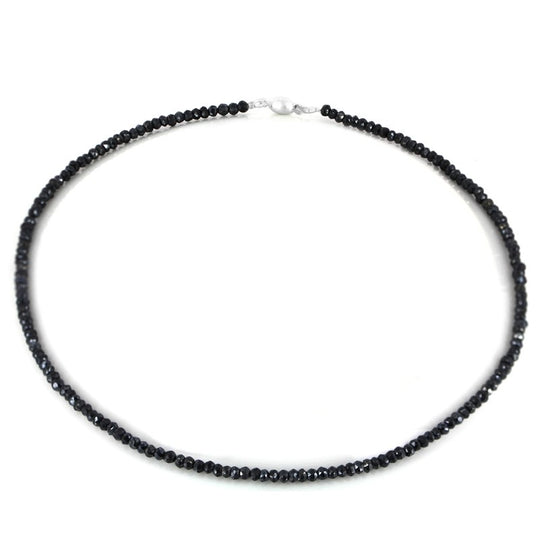 Feine Zirkon Kette in der Farbe DUNKELGRAU mit Tonnenschloss in der Länge 45 cm