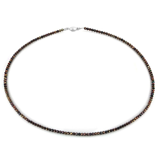 Feine Zirkon Kette in der Farbe BRAUN mit Tonnenschloss in der Länge 45 cm