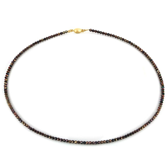 Feine Zirkon Kette in der Farbe BRAUN mit Tonnenschloss in der Länge 45 cm